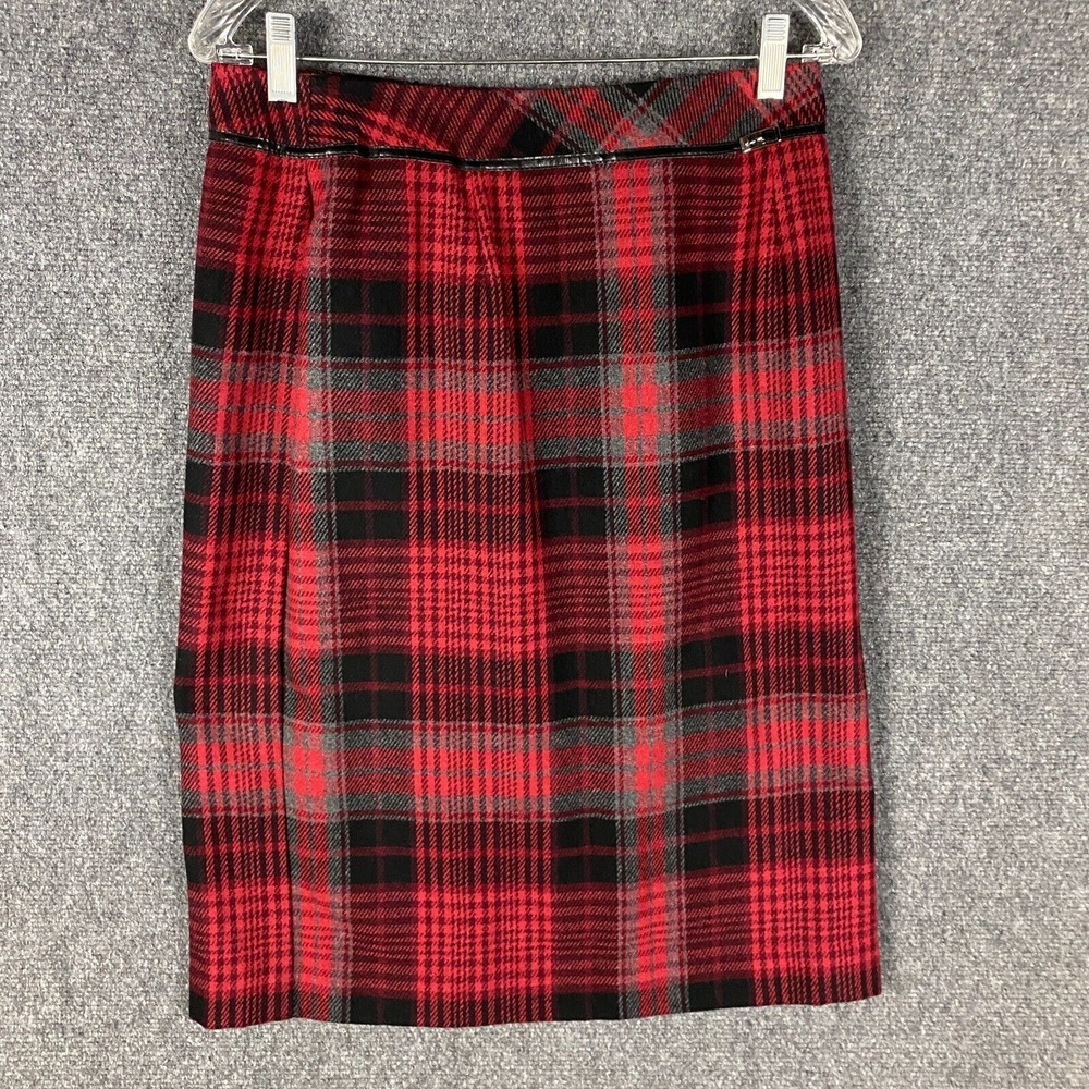 Worthington Skirt Women's Petite 10P Acrylic Wool Plaid Red Black